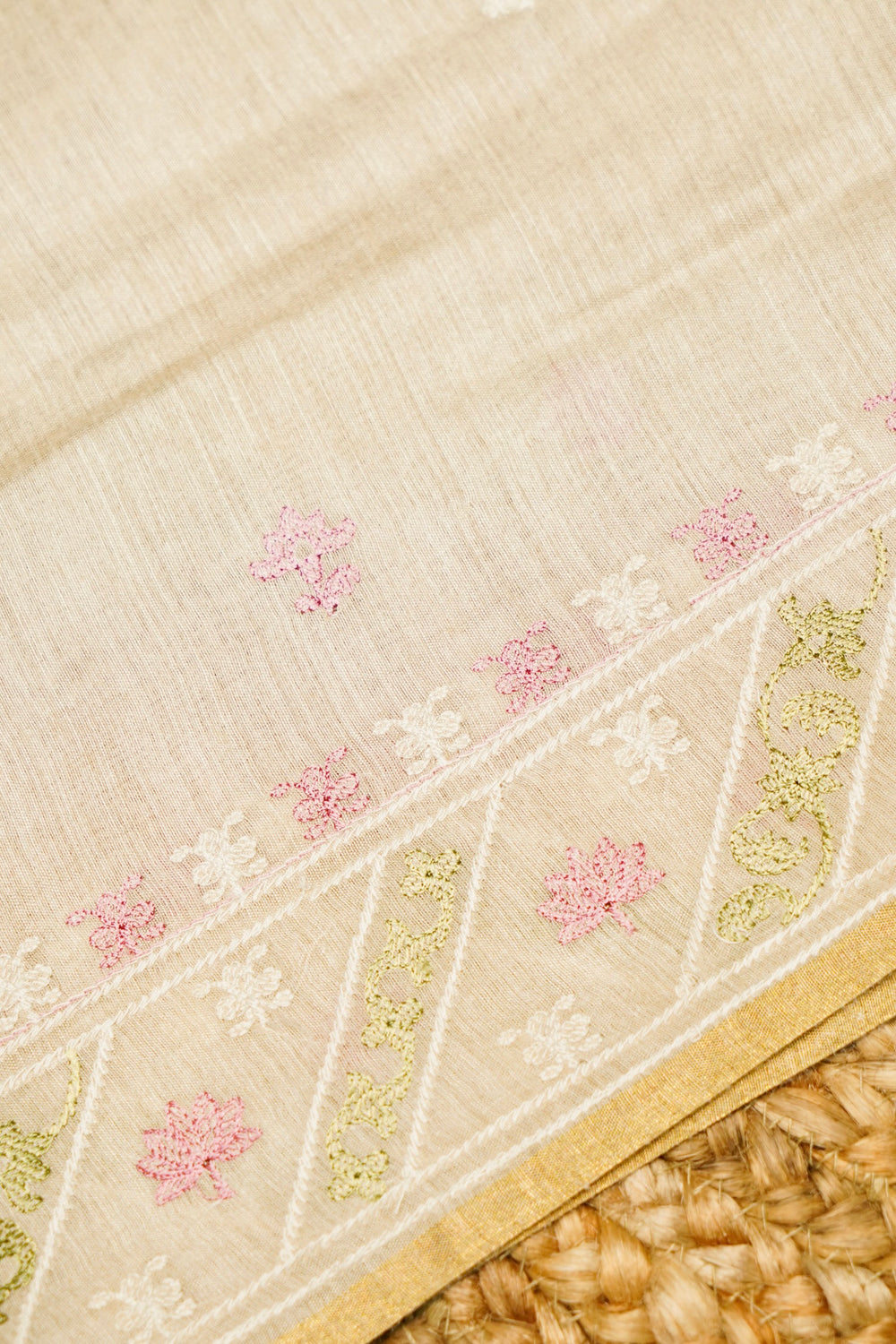 Designer Beige Moonga Silk Suit