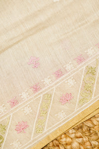 Designer Beige Moonga Silk Suit