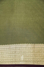 Handwoven Green Banarasi Crepe Silk Saree