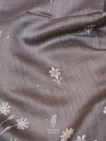 Handwoven Slate Grey Muslin Cotton Saree