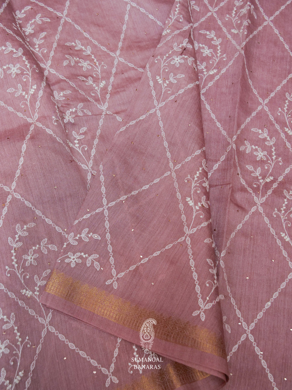 Handwoven Dusky Pink Muslin Cotton Saree