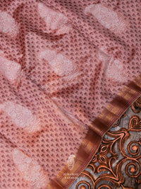 Handwoven Blush Pink  Muslin Cotton Saree