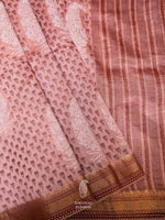 Handwoven Blush Pink  Muslin Cotton Saree