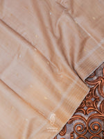 Handwoven Mud Beige  Muslin Cotton Saree
