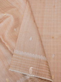 Handwoven Mud Beige  Muslin Cotton Saree