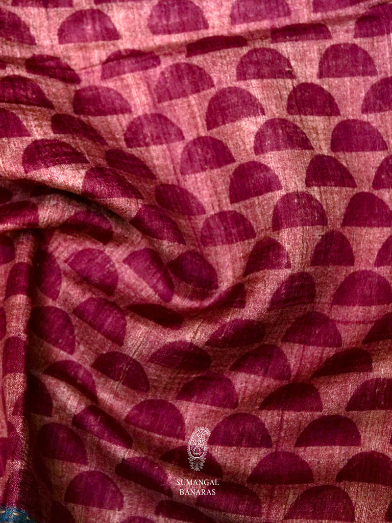 Handwoven Magenta Pink   Muslin Cotton Saree