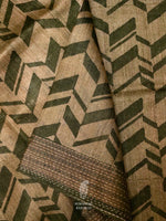 Handwoven Moss Green Muslin Cotton Saree