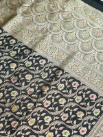 Handwoven Black Banarasi Katan Silk Saree