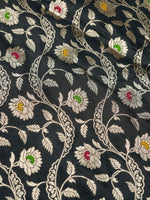 Handwoven Black Banarasi Katan Silk Saree