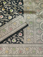 Handwoven Black Banarasi Katan Silk Saree