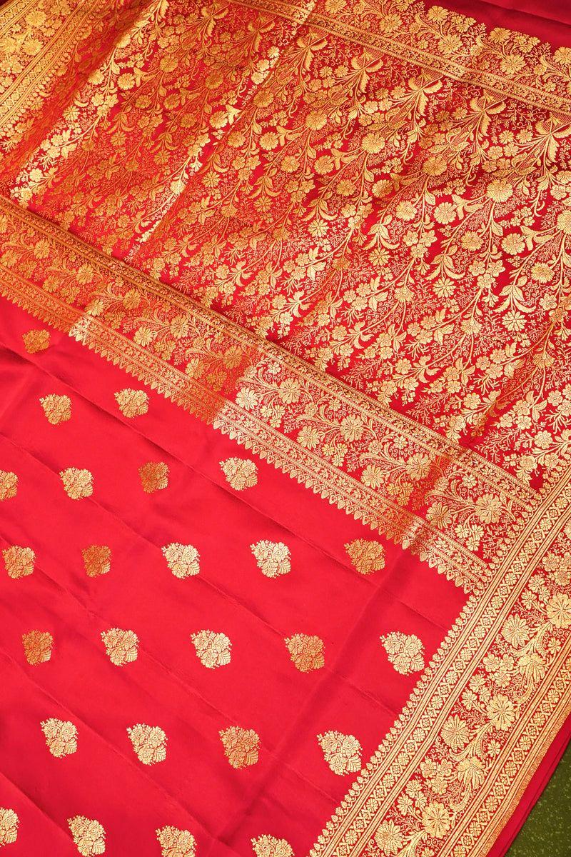 Handwoven Red Banarasi Katan Silk Saree