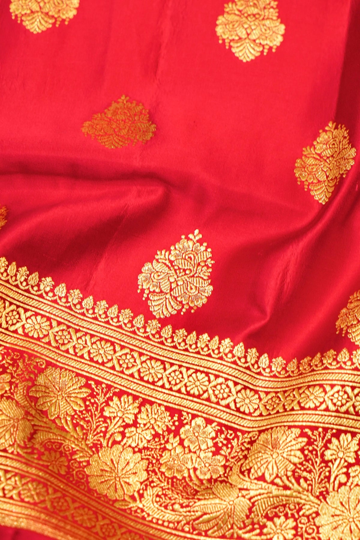 Handwoven Red Banarasi Katan Silk Saree