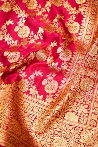 Handwoven Pink Banarasi Katan Silk Saree