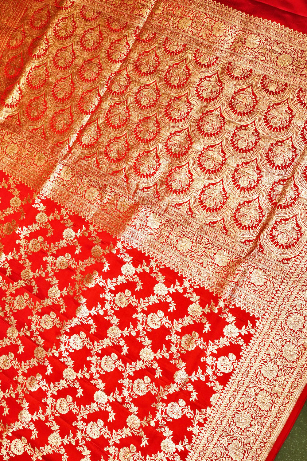 Handwoven Red Banarasi Katan Silk Saree