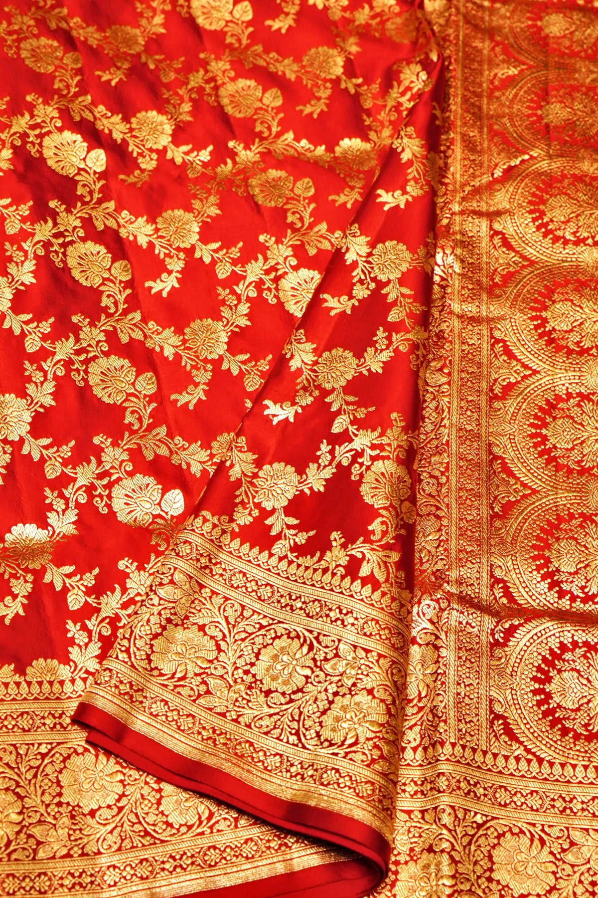 Handwoven Red Banarasi Katan Silk Saree