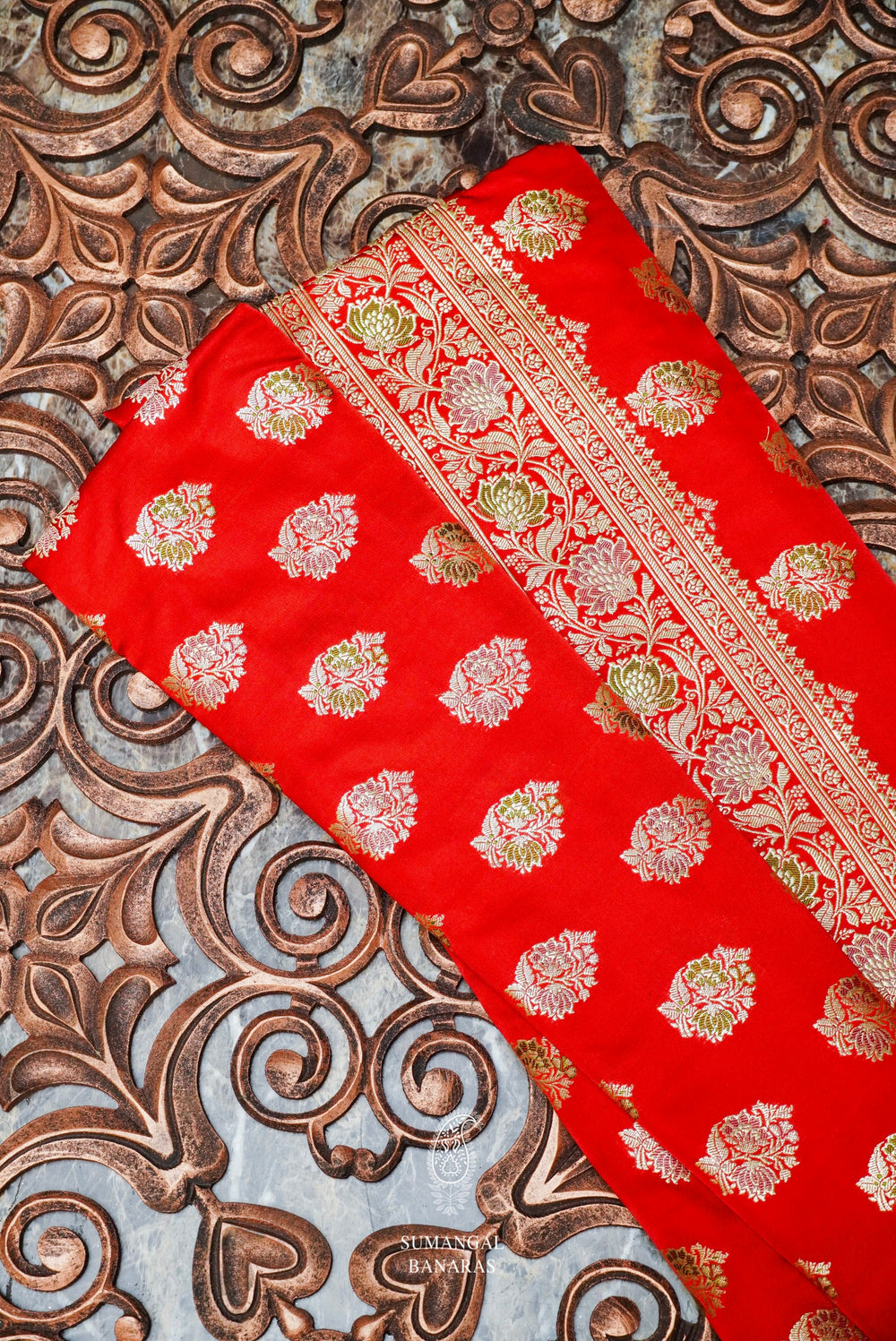 Handwoven Red Banarasi Katan Silk Saree