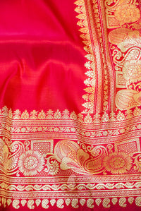 Handwoven Pink Banarasi Katan Soft Silk Saree