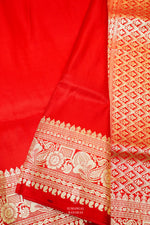 Handwoven Red Banarasi Katan Soft Silk Saree