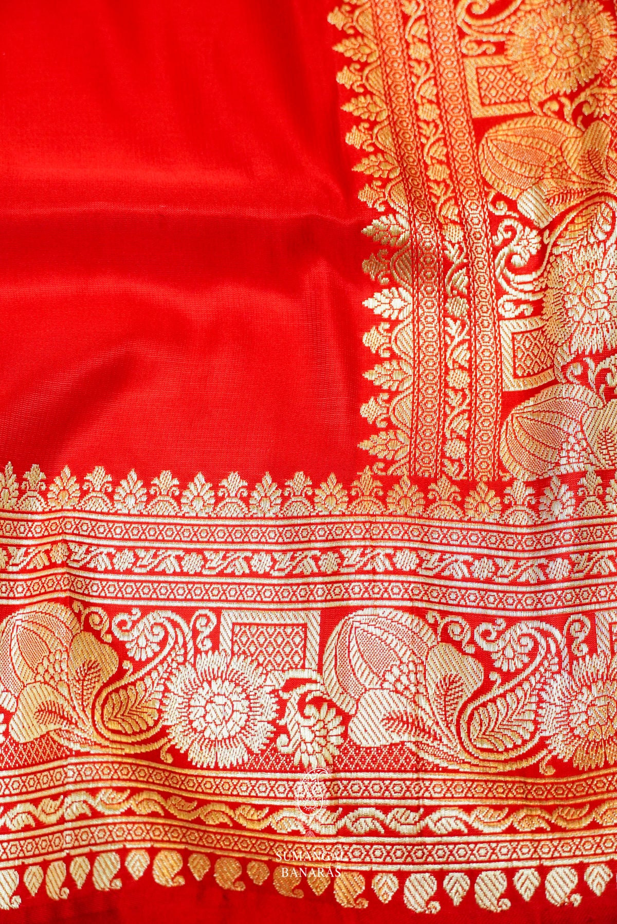 Handwoven Red Banarasi Katan Soft Silk Saree