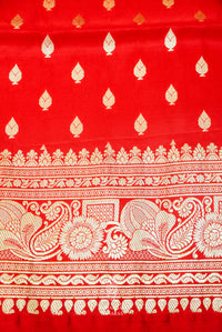 Handwoven Red Banarasi Katan Soft Silk Saree