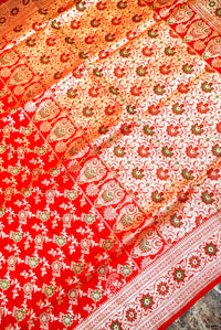 Handwoven Red Banarasi Katan Silk Saree