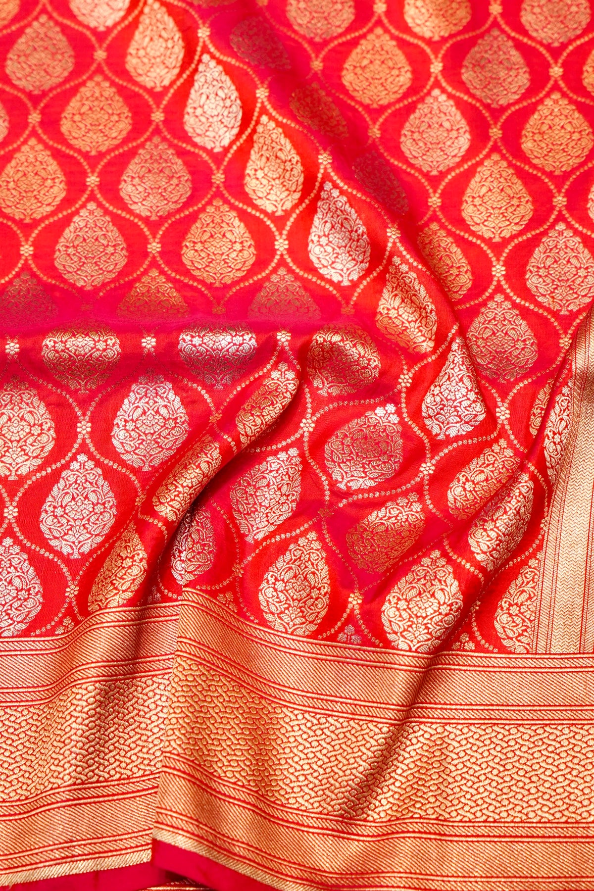 Handwoven Red Banarasi Katan Silk Saree