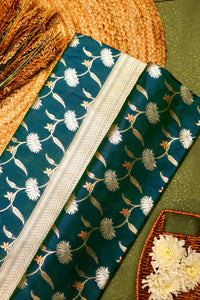 Handwoven Bottle Green Banarasi Katan Silk Saree