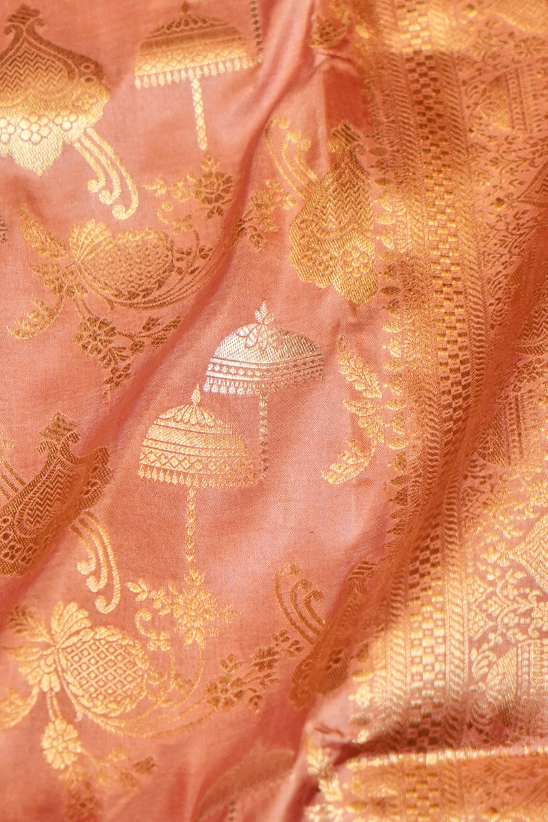 Handwoven Onion Pink Banarasi Katan Silk Saree