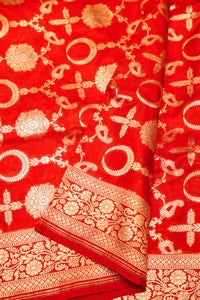 Handwoven Red Banarasi Katan Silk Saree