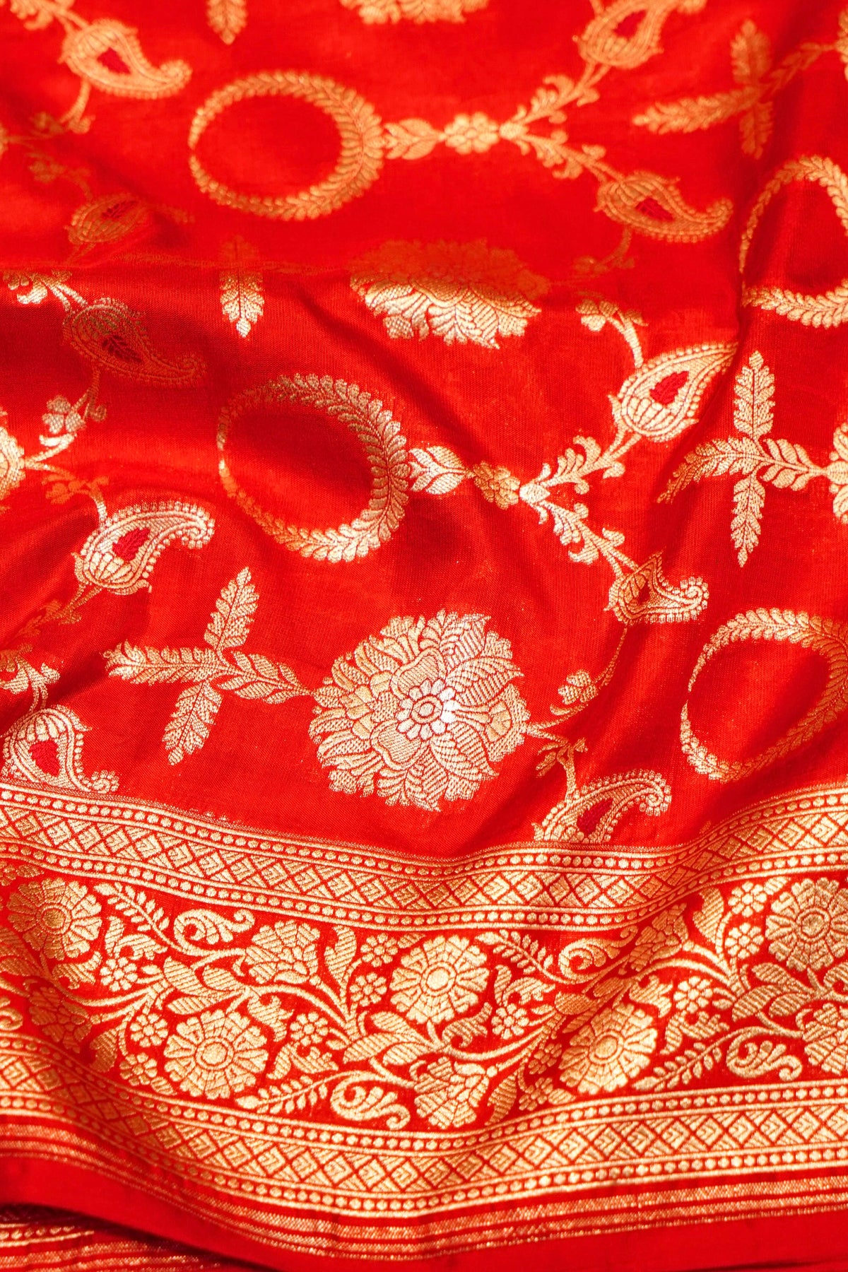 Handwoven Red Banarasi Katan Silk Saree