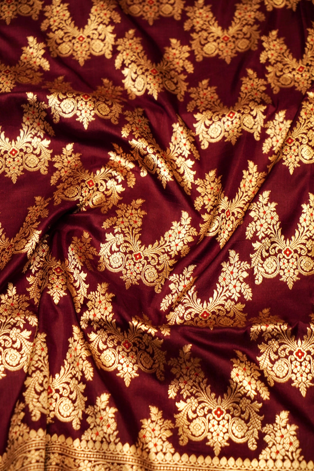 Handwoven Brown Banarasi Katan Silk Saree