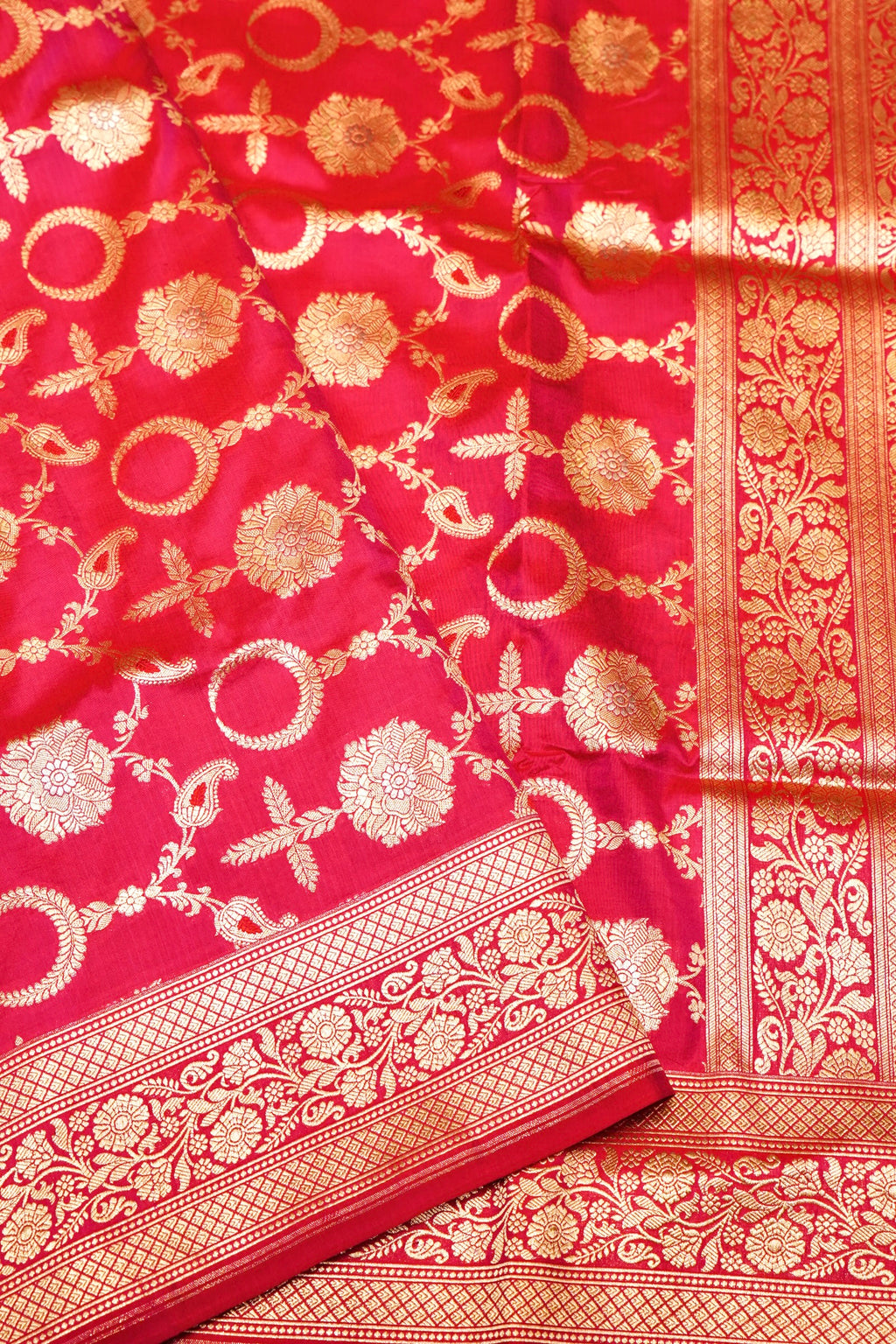 Handwoven Pink Banarasi Katan Silk Saree