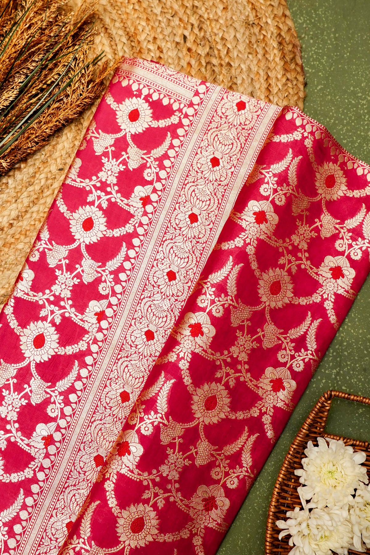 Handwoven Red Banarasi Katan Silk Saree