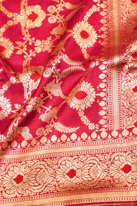 Handwoven Red Banarasi Katan Silk Saree