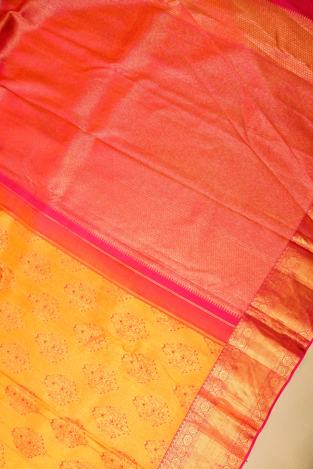 Handwoven Yellow Banarasi kanjivaram Silk Saree