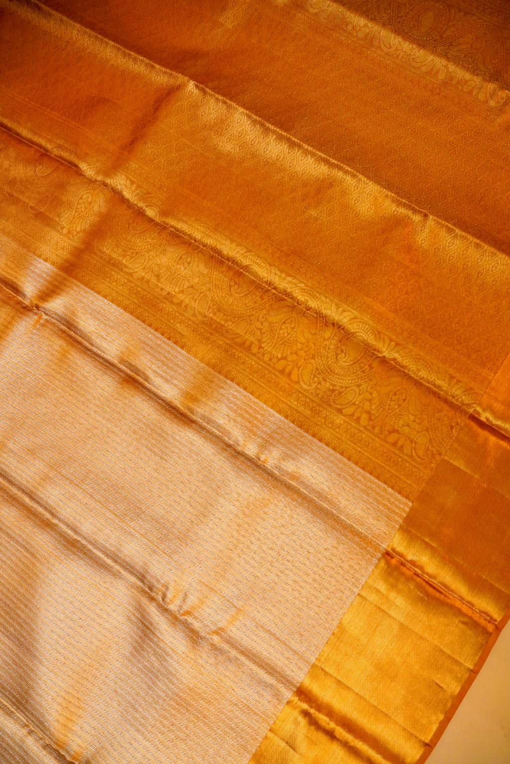 Handwoven Golden Banarasi Kanjivaram Silk Saree