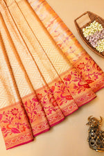 Handwoven Golden Banarasi Kanjivaram Silk Saree