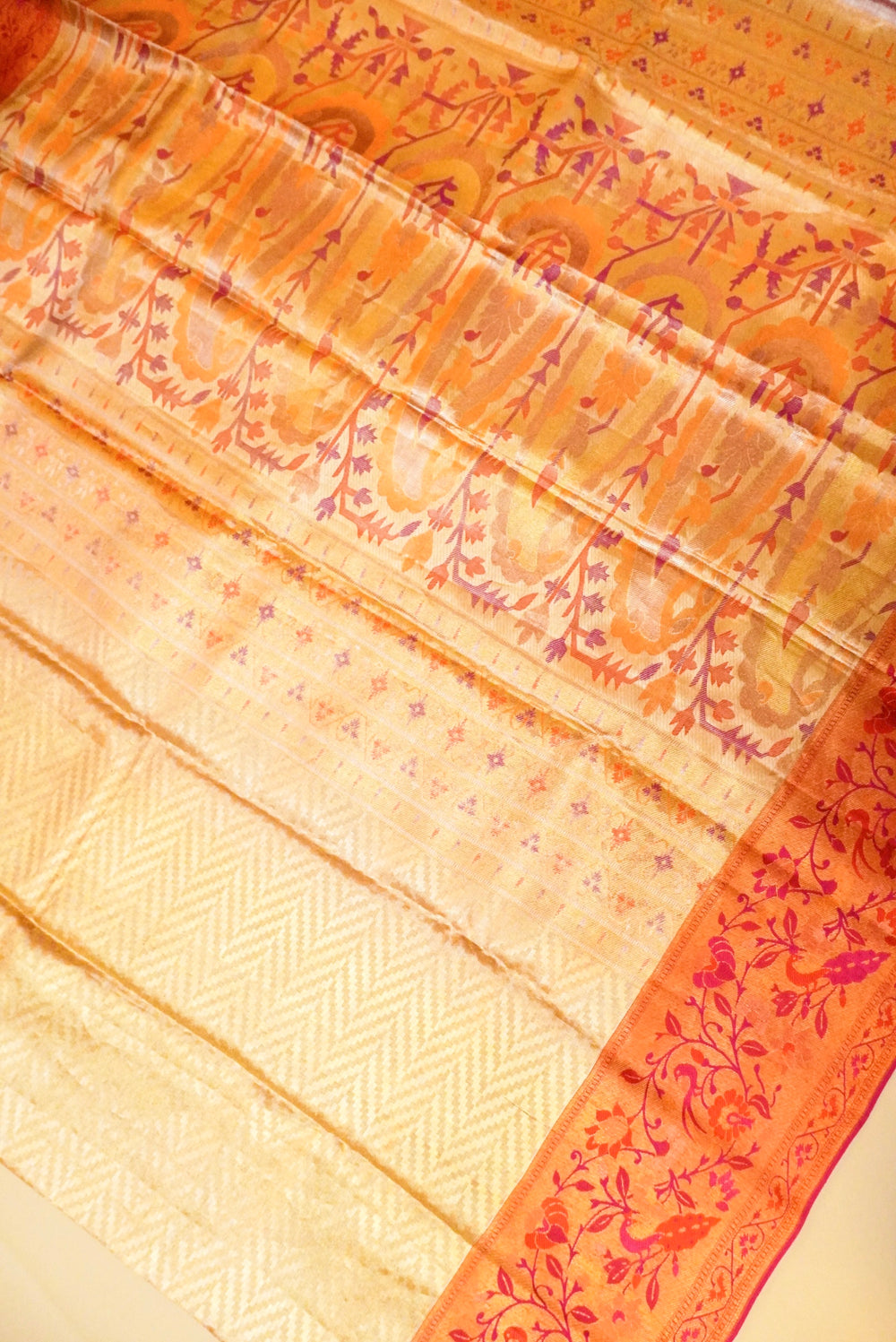 Handwoven Golden Banarasi Kanjivaram Silk Saree