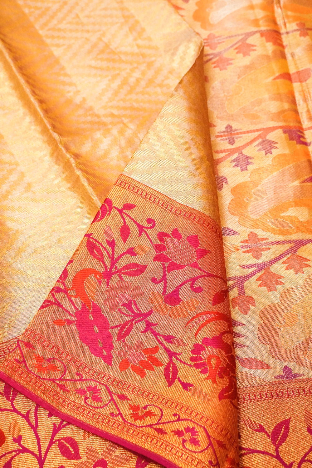 Handwoven Golden Banarasi Kanjivaram Silk Saree