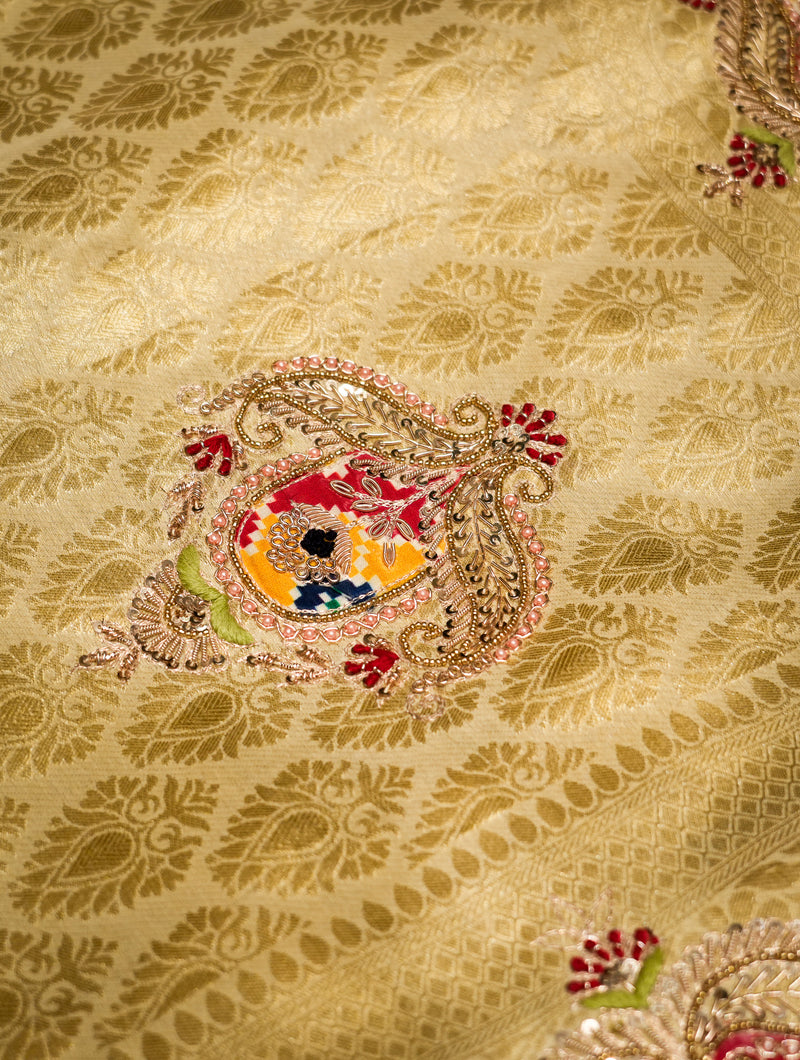 Designer Lemon Yellow Fancy Silk Saree