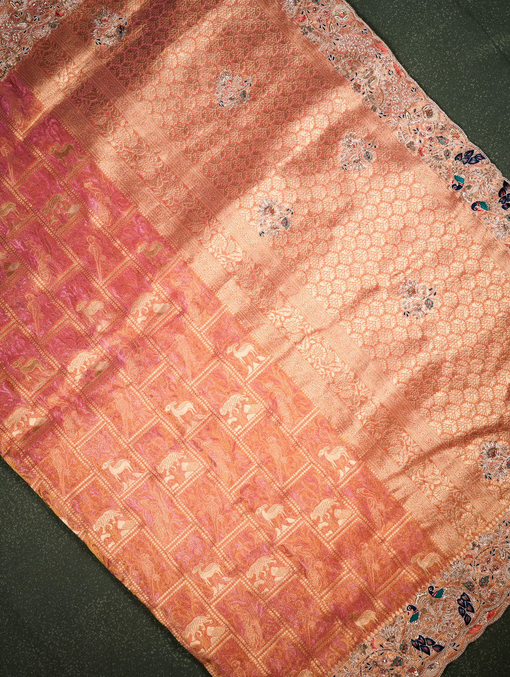 Designer Peach Fancy Silk Saree