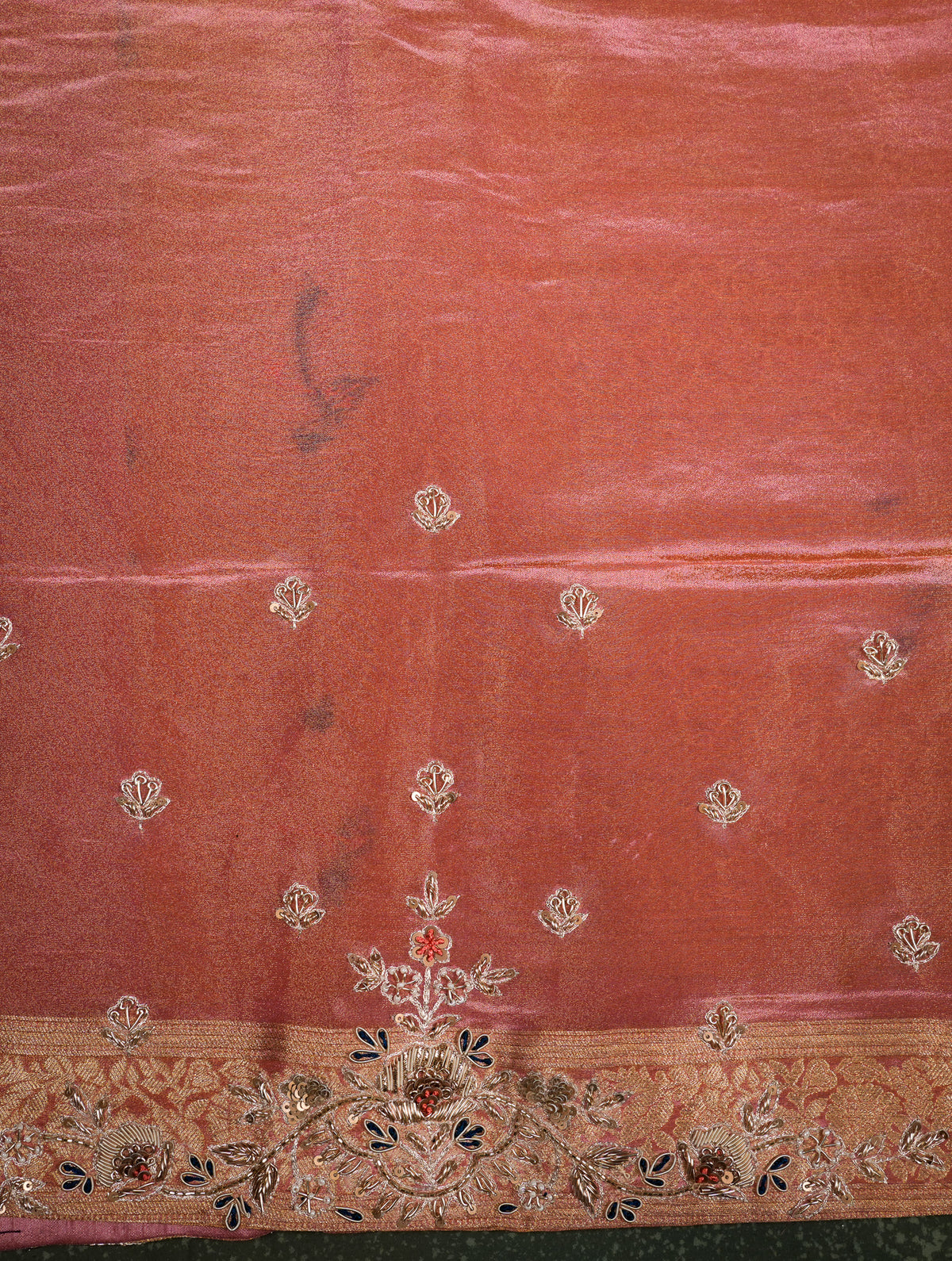 Designer Peach Fancy Silk Saree