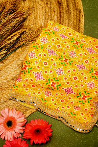 Handwoven Yellow Banarasi Blended Crepe Silk Saree