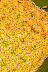 Handwoven Yellow Banarasi Blended Crepe Silk Saree