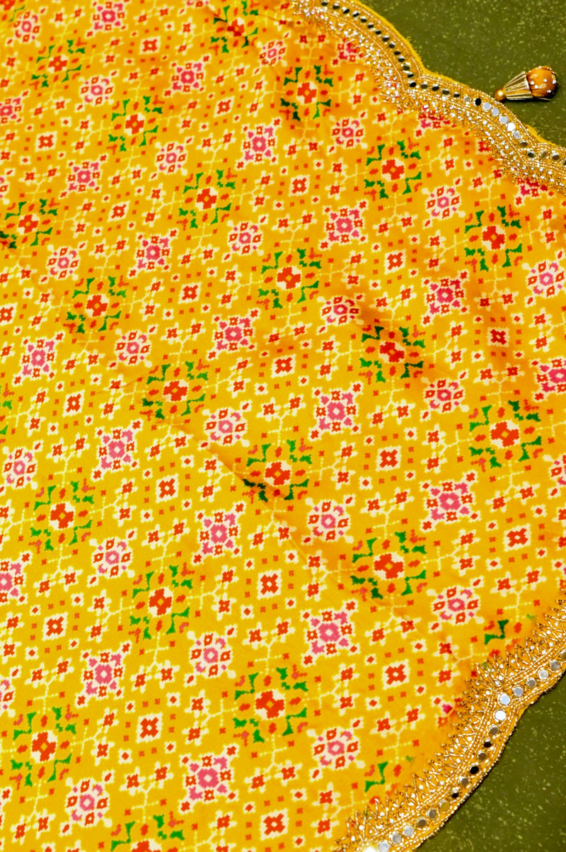 Handwoven Yellow Banarasi Blended Crepe Silk Saree