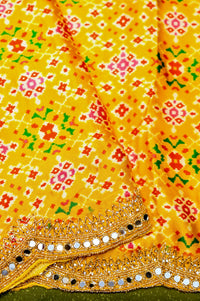 Handwoven Yellow Banarasi Blended Crepe Silk Saree