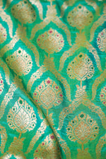 Handwoven Green Banarasi Meenakari Katan Silk Saree