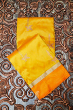 Handwoven Golden Yellow Banarasi Katan Silk Saree