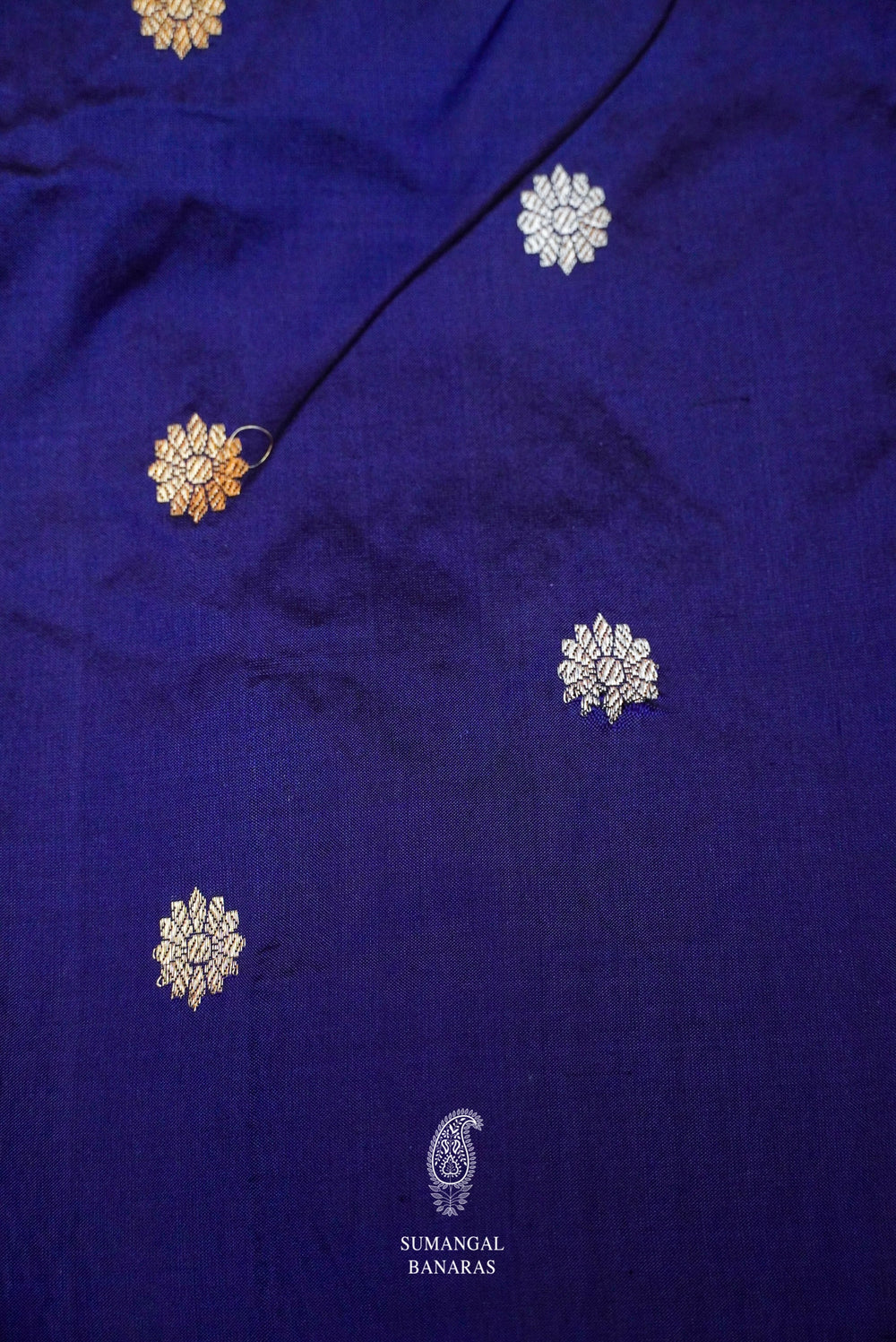 Handwoven Blue Banarasi Shikargah Katan Silk Saree
