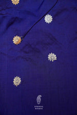 Handwoven Blue Banarasi Shikargah Katan Silk Saree